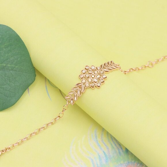 "Elegant Floral Leaf Rose Gold Bracelet with Adjustable, XPBL1137 - Picture 9 of 13